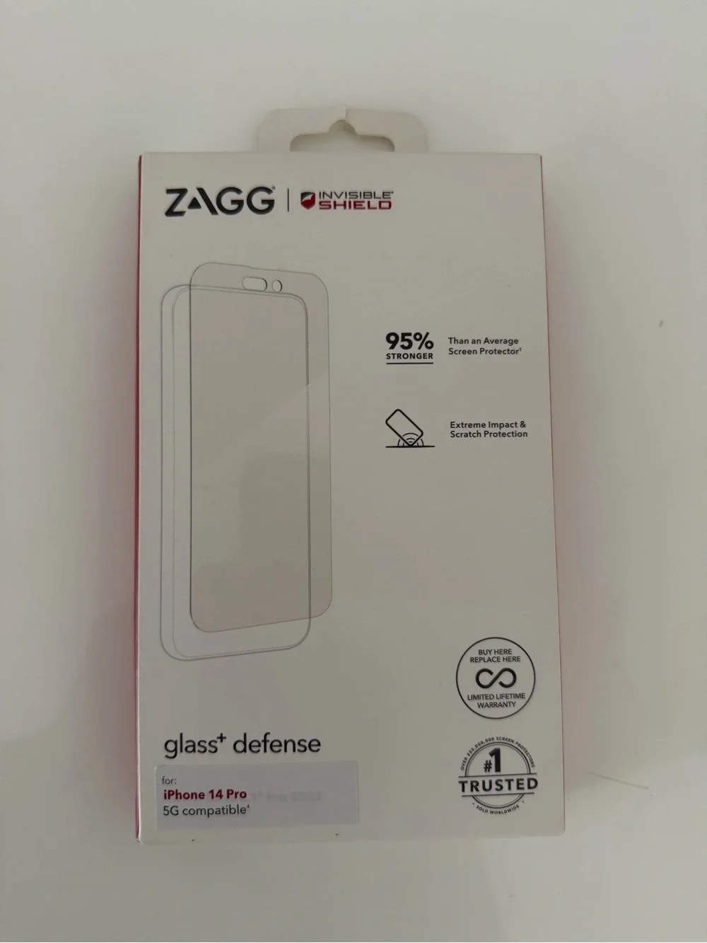 InvisibleShield Glass+ Defense Screen Protector for iPhone 14 Pro - Clear